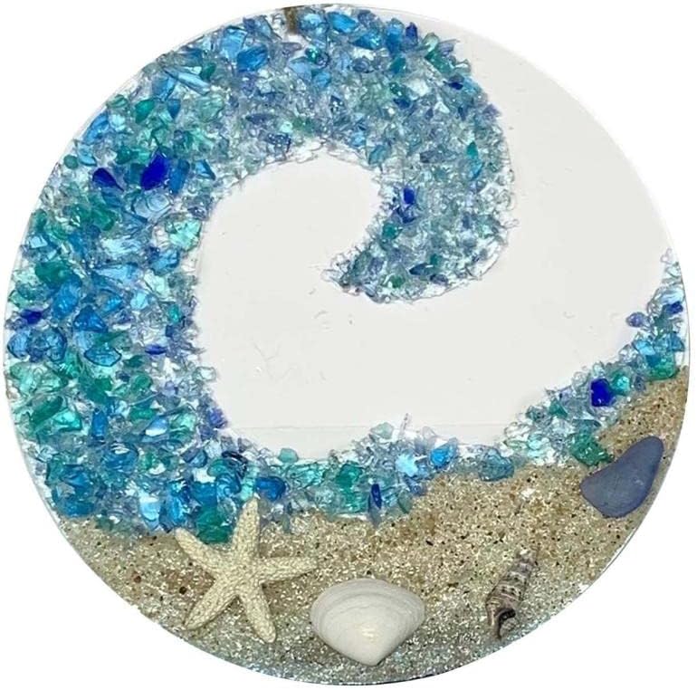 Sea Glass Suncatcher Ocean Crashing Wave Beach Ornament Olmgida